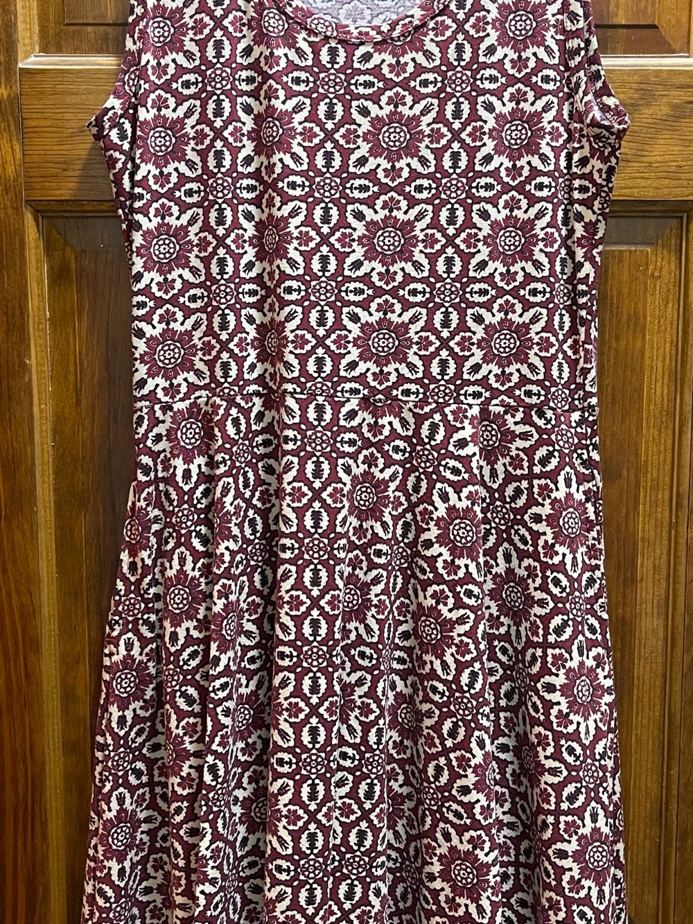 LuLaRoe Burgundy and Cream Floral Midi Dress